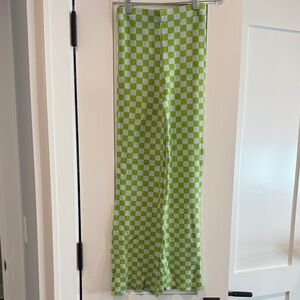 Urban Outfitters Green Checkered Wide Leg Pants